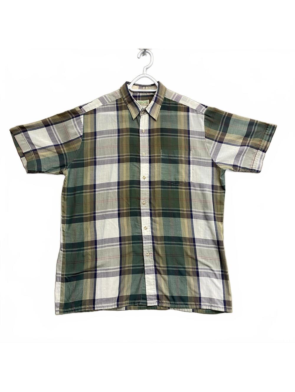 VTG 90s Ash Creek Trading Men Short Sleeve ButtonUp Plaid Shirt Single Stitch XL